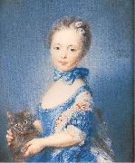 PERRONNEAU, Jean-Baptiste A Girl with a Kitten Sweden oil painting reproduction
